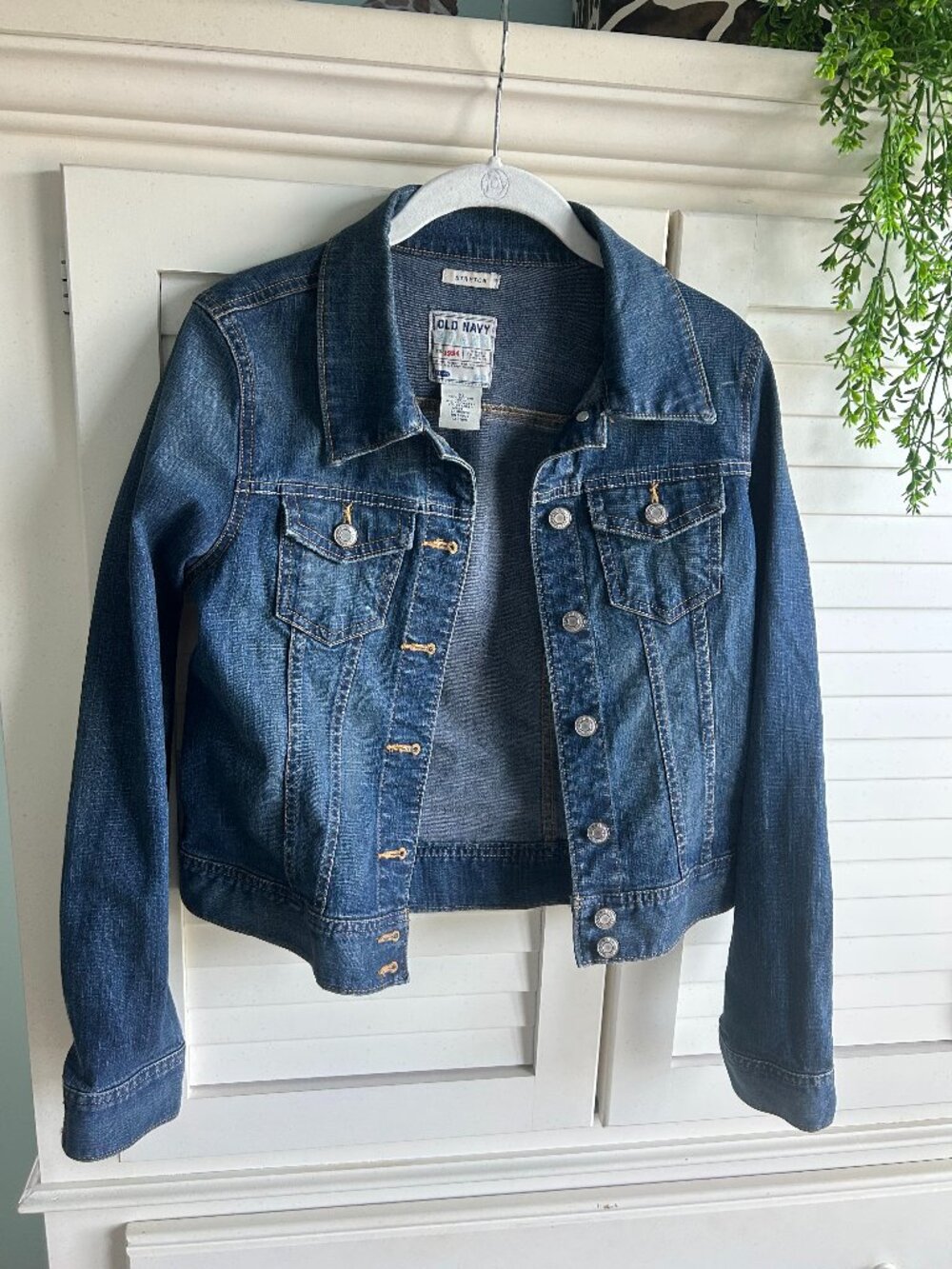 Vintage Old Navy Dark Wash Denim Jacket with Stretch Fabric